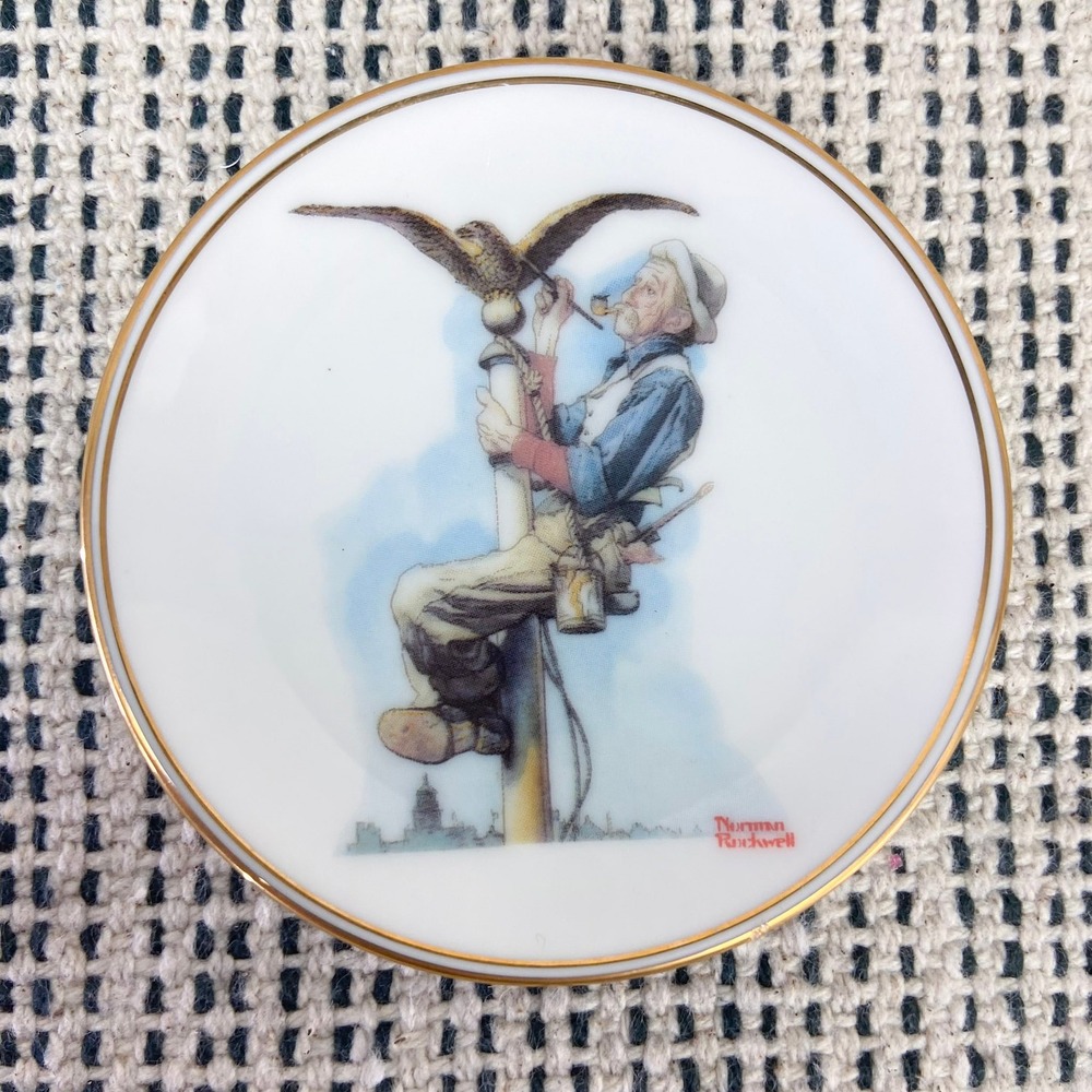Norman‎ Rockwell Man Painting Flagpole Mini Plate Limited Edition 1983 Collector